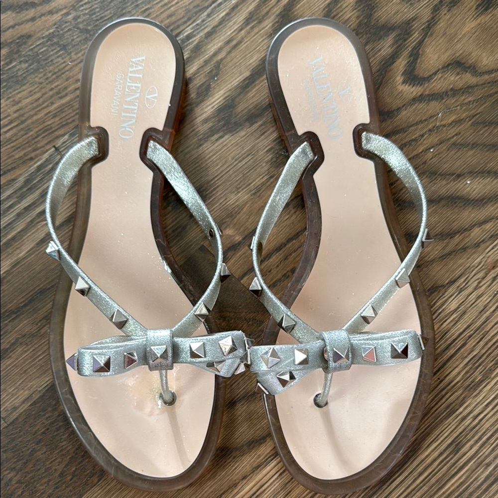 Valentino Silver Studded Sandals Elegant Design